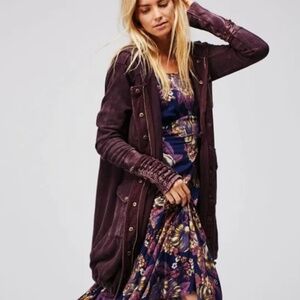 RARE NWOT Free People Chelsea Cardi Aubergine Purple Size M
